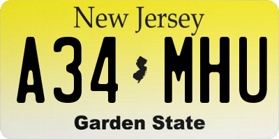 NJ license plate A34MHU