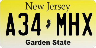 NJ license plate A34MHX