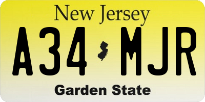 NJ license plate A34MJR