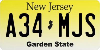 NJ license plate A34MJS