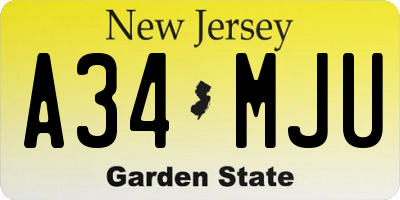 NJ license plate A34MJU