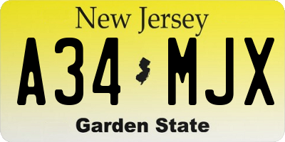 NJ license plate A34MJX