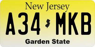 NJ license plate A34MKB