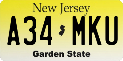 NJ license plate A34MKU