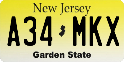 NJ license plate A34MKX
