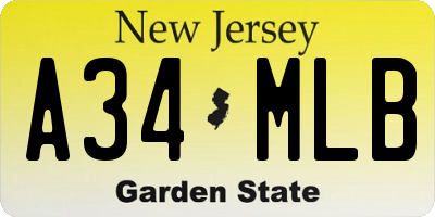 NJ license plate A34MLB