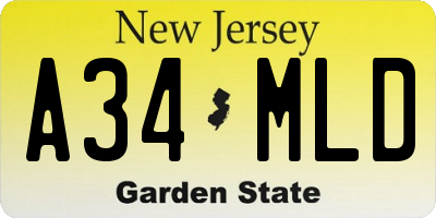 NJ license plate A34MLD