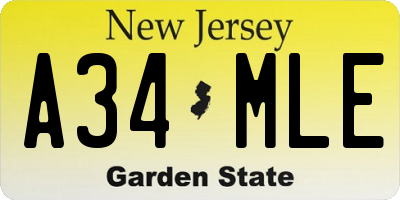 NJ license plate A34MLE