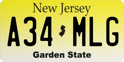 NJ license plate A34MLG