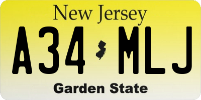 NJ license plate A34MLJ
