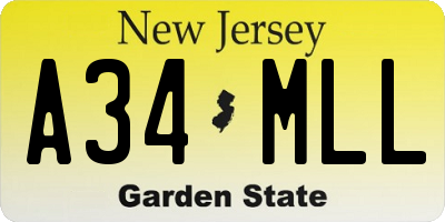 NJ license plate A34MLL