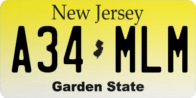 NJ license plate A34MLM