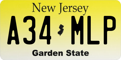 NJ license plate A34MLP