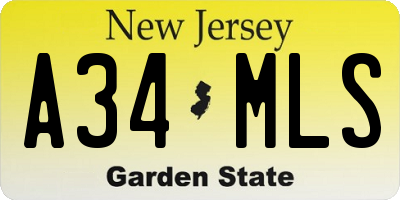 NJ license plate A34MLS