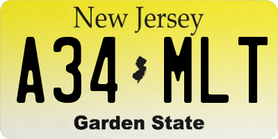 NJ license plate A34MLT