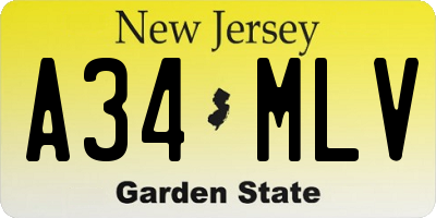NJ license plate A34MLV