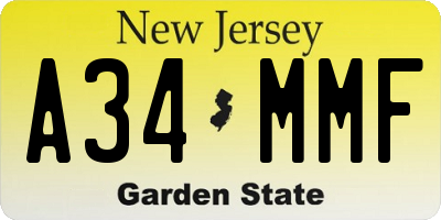 NJ license plate A34MMF