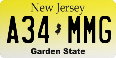 NJ license plate A34MMG