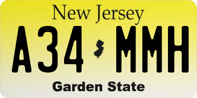 NJ license plate A34MMH