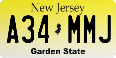 NJ license plate A34MMJ