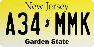 NJ license plate A34MMK