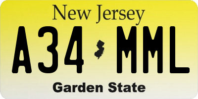NJ license plate A34MML