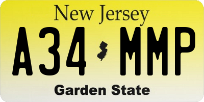 NJ license plate A34MMP