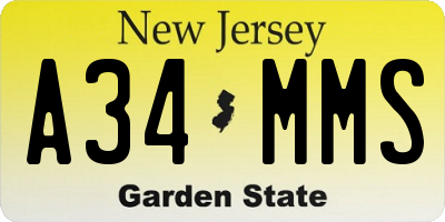 NJ license plate A34MMS