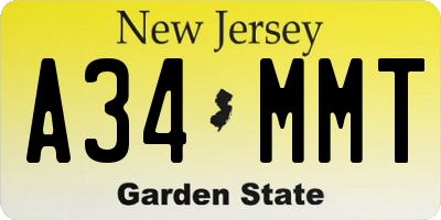 NJ license plate A34MMT