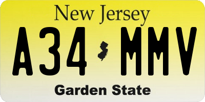 NJ license plate A34MMV