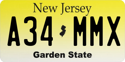 NJ license plate A34MMX