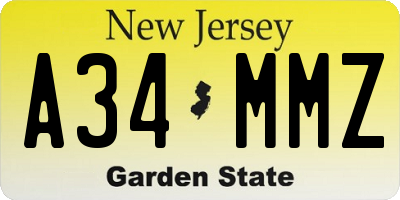 NJ license plate A34MMZ