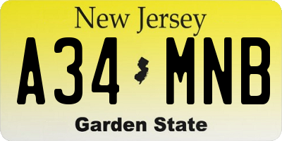 NJ license plate A34MNB