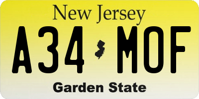 NJ license plate A34MOF