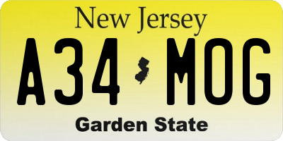 NJ license plate A34MOG