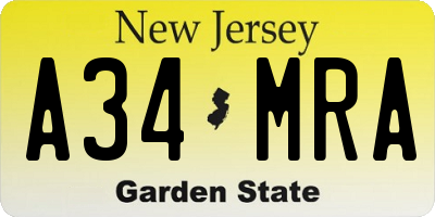 NJ license plate A34MRA