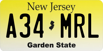 NJ license plate A34MRL