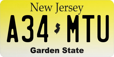 NJ license plate A34MTU