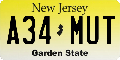 NJ license plate A34MUT
