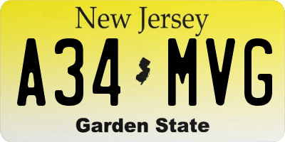 NJ license plate A34MVG