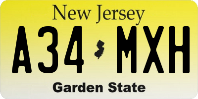 NJ license plate A34MXH