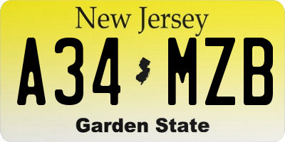 NJ license plate A34MZB