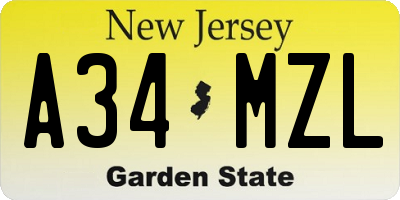 NJ license plate A34MZL