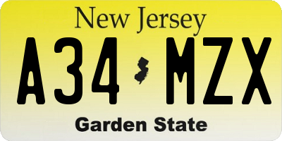NJ license plate A34MZX