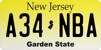 NJ license plate A34NBA