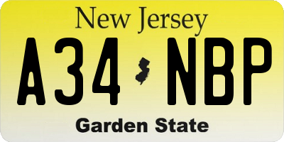 NJ license plate A34NBP