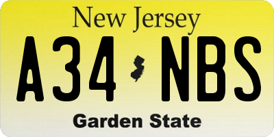 NJ license plate A34NBS