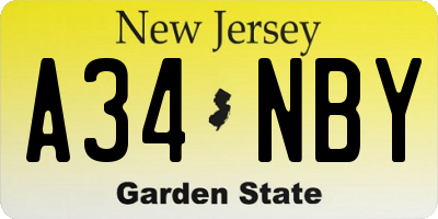 NJ license plate A34NBY
