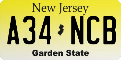 NJ license plate A34NCB