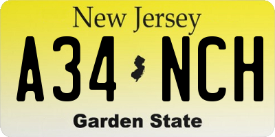 NJ license plate A34NCH